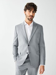 Grey Skinny Fit Textured Suit Jacket - Image 1 of 9