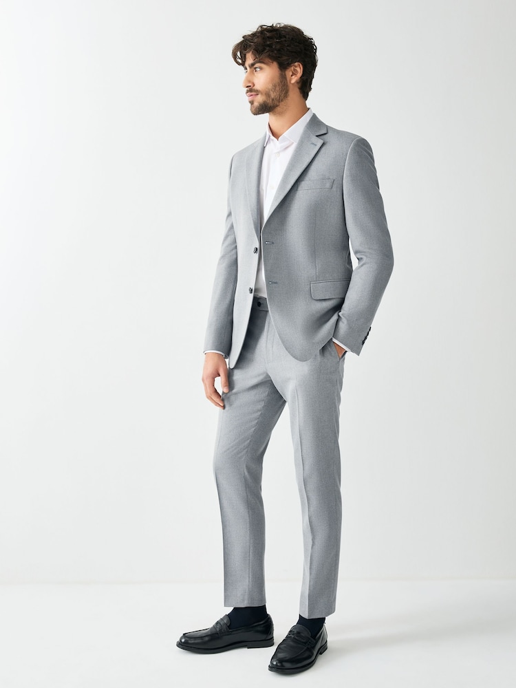 Grey Skinny Fit Textured Suit Jacket - Image 2 of 9