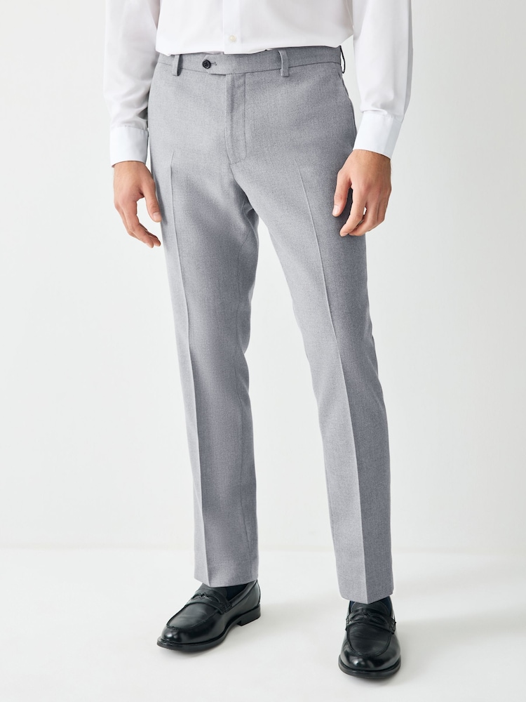 Grey Skinny Fit Textured Suit Trousers - Image 1 of 10