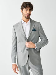 Grey Tailored Fit Textured Suit Jacket - Image 1 of 11