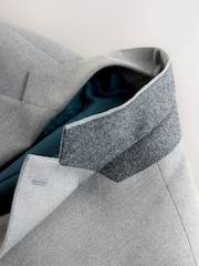 Grey Tailored Fit Textured Suit Jacket - Image 10 of 11
