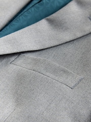 Grey Tailored Fit Textured Suit Jacket - Image 11 of 11