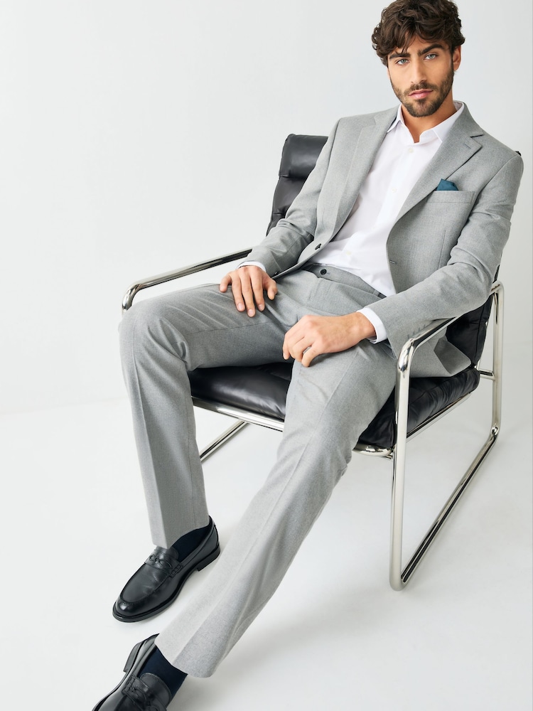 Grey Tailored Fit Textured Suit Jacket - Image 2 of 11 Grey Tailored Fit Textured Suit Jacket - Image 2 of 11