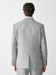 Grey Tailored Fit Textured Suit Jacket - Image 4 of 11