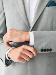 Grey Tailored Fit Textured Suit Jacket - Image 6 of 11