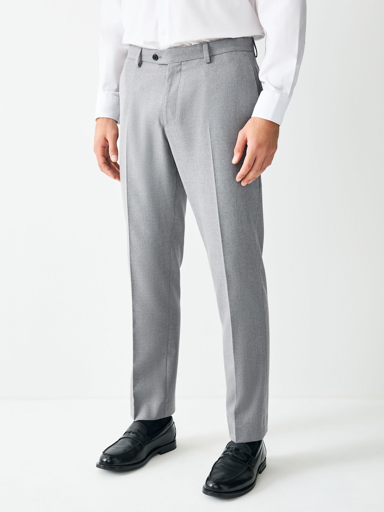 Grey Tailored Fit Textured Suit Trousers - Image 1 of 11