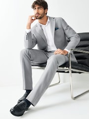 Grey Tailored Fit Textured Suit Trousers - Image 2 of 11
