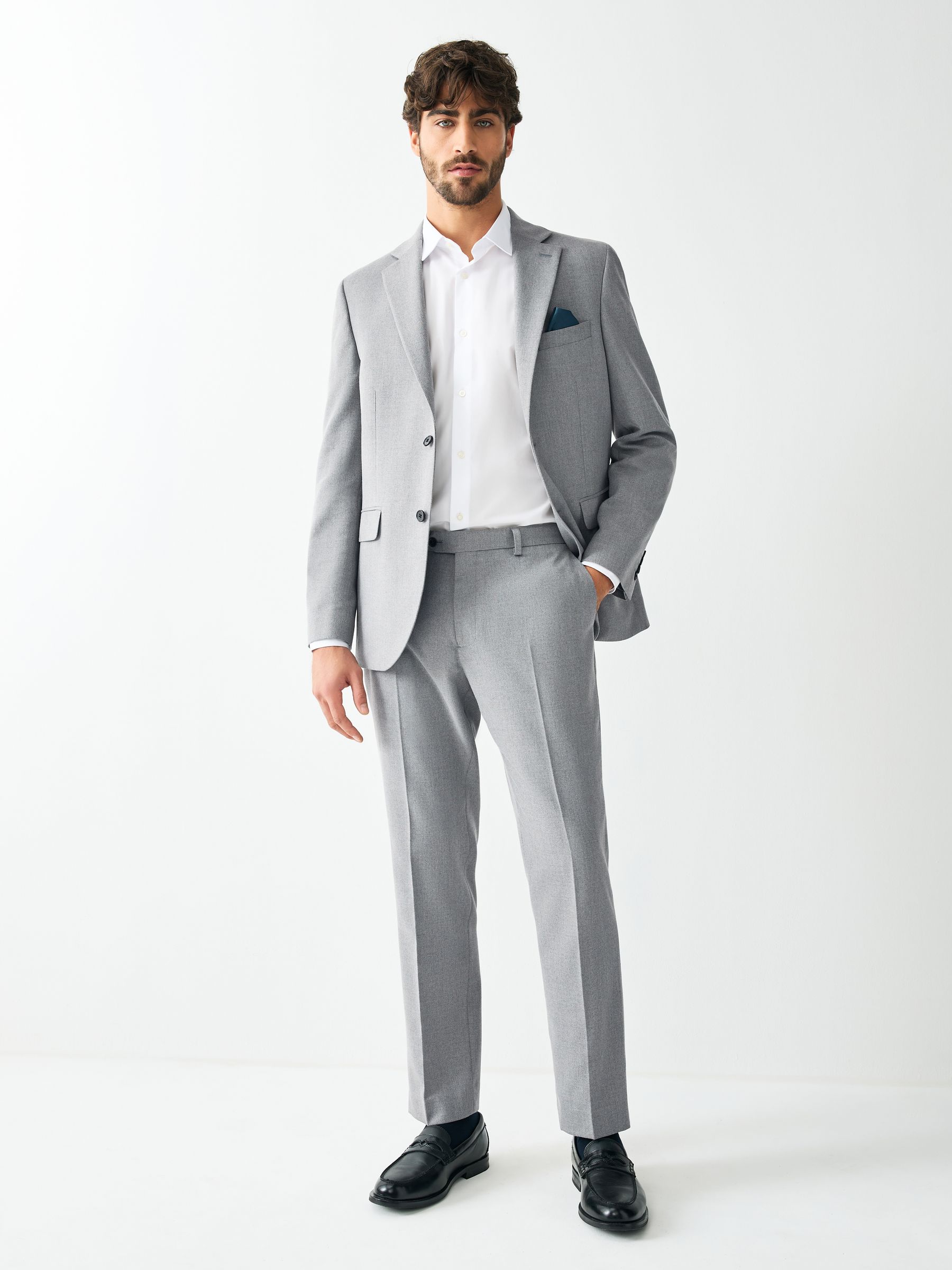 Buy Grey Tailored Fit Textured Suit Trousers from Next USA