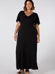 Live Unlimited Black Jersey V-Neck Maxi Dress - Image 1 of 3