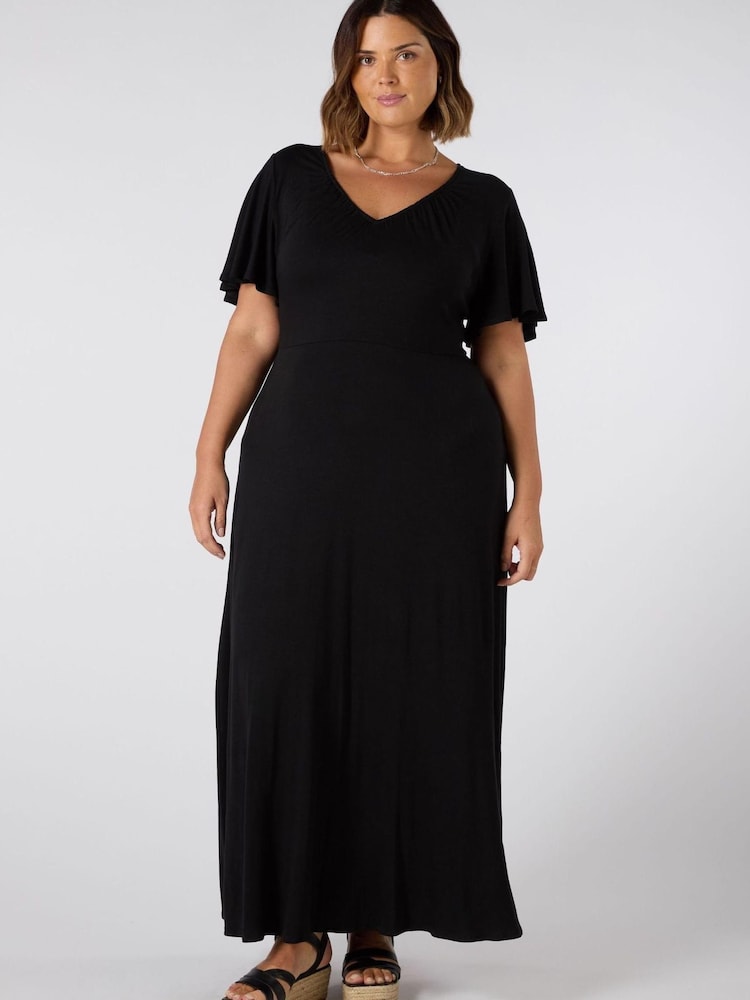 Live Unlimited Black Jersey V-Neck Maxi Dress - Image 1 of 3
