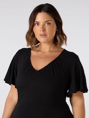 Live Unlimited Black Jersey V-Neck Maxi Dress - Image 2 of 3
