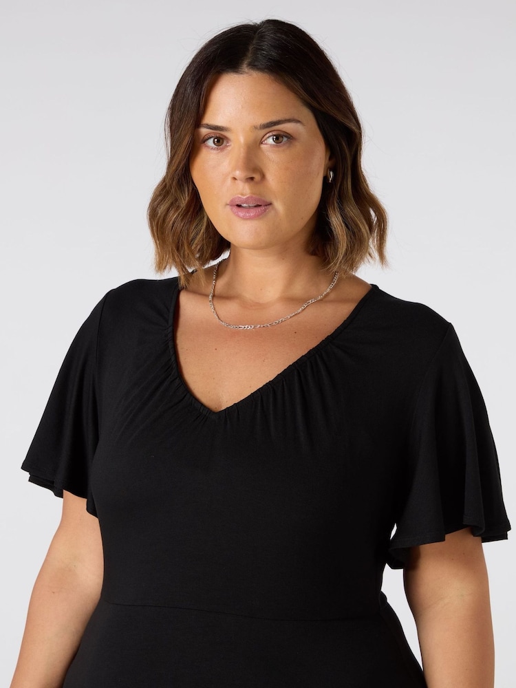 Live Unlimited Black Jersey V-Neck Maxi Dress - Image 2 of 3