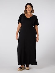 Live Unlimited Black Jersey V-Neck Maxi Dress - Image 3 of 3