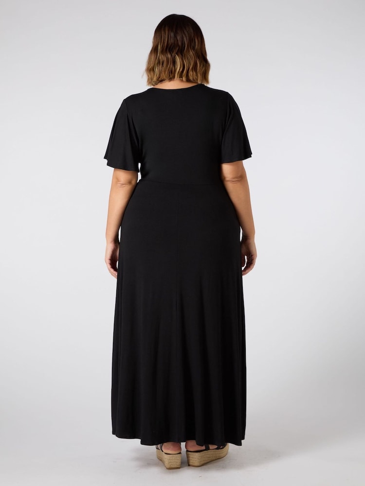 Live Unlimited Black Jersey V-Neck Maxi Dress - Image 3 of 3