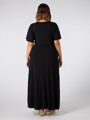 Live Unlimited Black Petite V-Neck Jersey Maxi Dress - Image 2 of 3