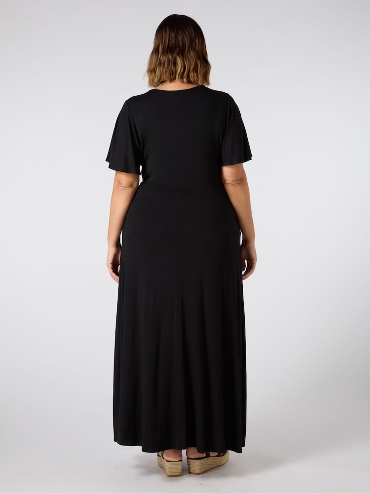 Live Unlimited Black Petite V-Neck Jersey Maxi Dress - Image 2 of 3