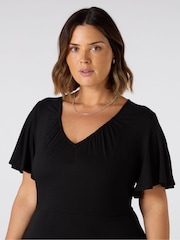 Live Unlimited Black Petite V-Neck Jersey Maxi Dress - Image 3 of 3