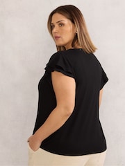 Live Unlimited Black Jersey Flutter Sleeve Top - Image 1 of 3