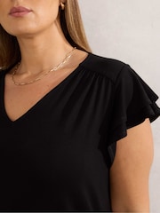 Live Unlimited Black Jersey Flutter Sleeve Top - Image 3 of 3