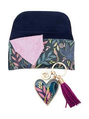 Sara Miller Savannah Navy Glasses Case Heart Shaped Metal Keyring - Image 1 of 6