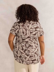 Live Unlimited Mono Print Pleat Front Nehru Collar Top - Bild 3 von 3