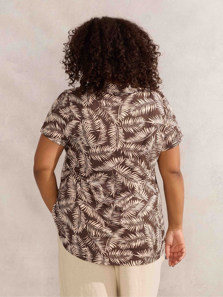 Live Unlimited Mono Print Pleat Front Nehru Collar Top - Bild 3 von 3
