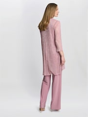 Gina Bacconi Pink Natasha Three Piece Metallic Crinkle Suit Trousers - Image 2 of 7