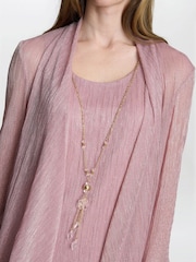 Gina Bacconi Pink Natasha Three Piece Metallic Crinkle Suit Trousers - Image 4 of 7
