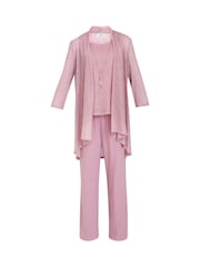 Gina Bacconi Pink Natasha Three Piece Metallic Crinkle Suit Trousers - Image 7 of 7