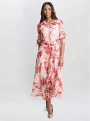 Gina Bacconi Red Adrienne Shirt Dress - Image 1 of 6