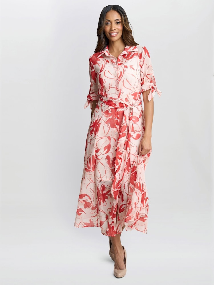 Gina Bacconi Red Adrienne Shirt Dress - Image 1 of 6