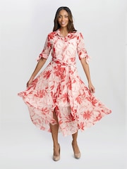 Gina Bacconi Red Adrienne Shirt Dress - Image 5 of 6