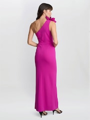 Gina Bacconi Pink Portia One Shoulder Flower Maxi Dress - Image 2 of 5