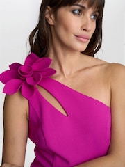 Gina Bacconi Pink Portia One Shoulder Flower Maxi Dress - Image 4 of 5