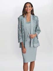 Gina Bacconi Green Beverley Soutache Dress And Jacket With Necklace - Image 1 of 6