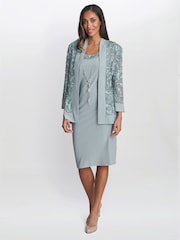 Gina Bacconi Green Beverley Soutache Dress And Jacket With Necklace - Image 3 of 6