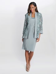 Gina Bacconi Green Beverley Soutache Dress And Jacket With Necklace - Image 4 of 6