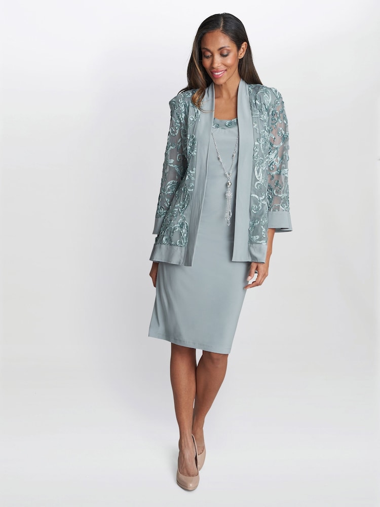 slim fit dress slacks Danny & Nicole 27141M - Knee-Length Crepe Sheath Dress main image 1