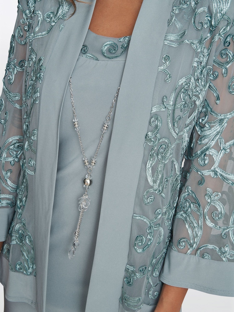 Gina Bacconi Green Beverley Soutache Dress And Jacket With Necklace - Image 6 of 6