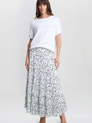 Gina Bacconi Jasmina Pleated White Maxi Skirt - Image 1 of 5