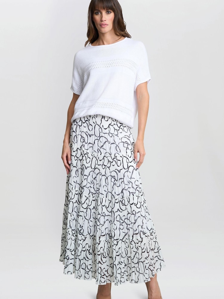 Gina Bacconi Jasmina Pleated White Maxi Skirt - Image 1 of 5