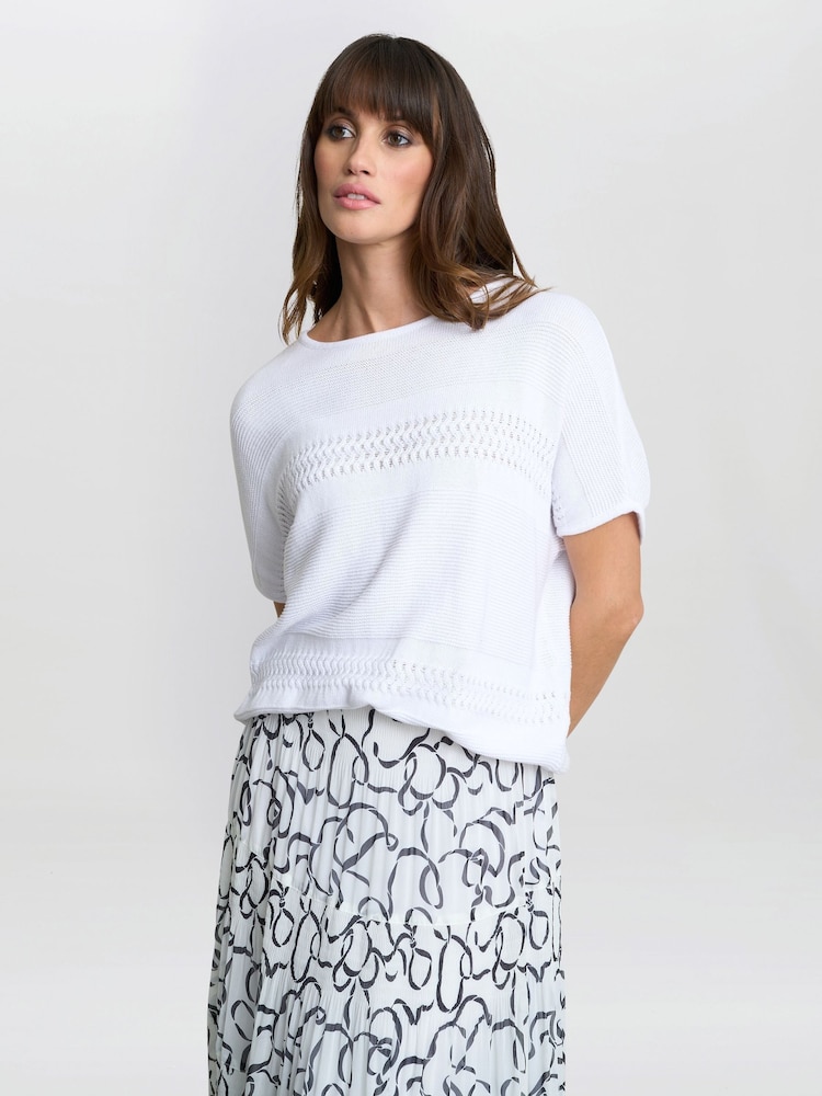 Gina Bacconi Jasmina Pleated White Maxi Skirt - Image 2 of 5
