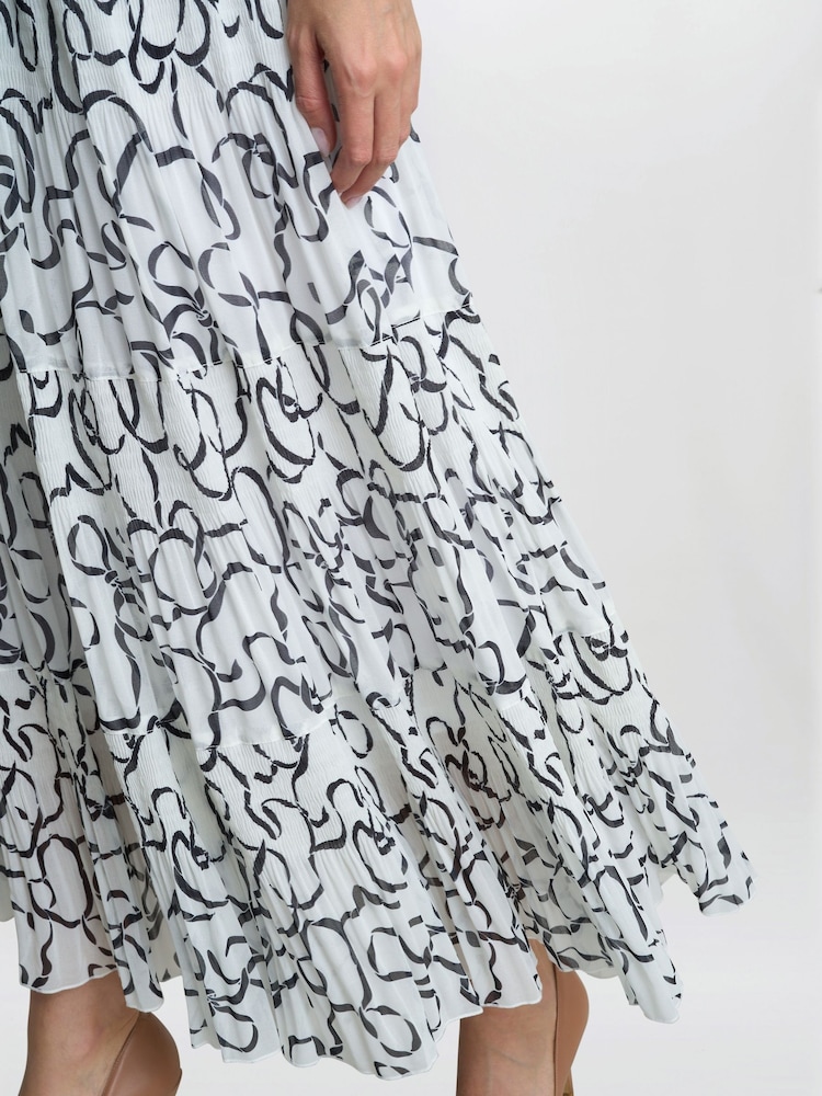 Gina Bacconi Jasmina Pleated White Maxi Skirt - Image 2 of 5