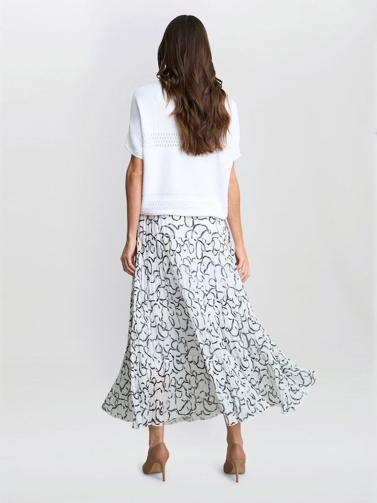 Gina Bacconi Jasmina Pleated White Maxi Skirt - Image 5 of 5