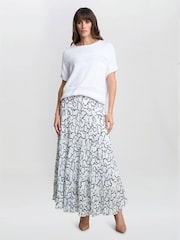 Gina Bacconi Jasmina Pleated White Maxi Skirt - Image 5 of 5
