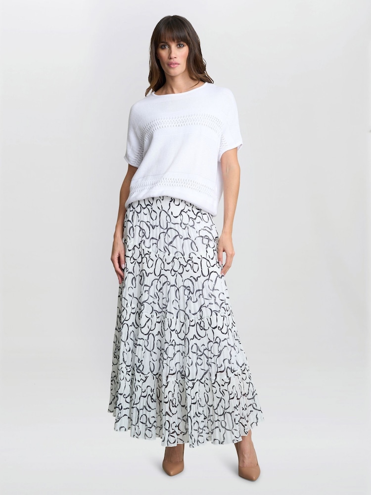 Gina Bacconi Jasmina Pleated White Maxi Skirt - Image 5 of 5