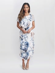 Gina Bacconi Jocelyn Tier White Dress - Image 1 of 5