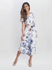 Gina Bacconi Jocelyn Tier White Dress - Image 3 of 5
