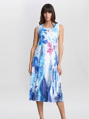 Gina Bacconi Blue Camila Floral Print Dress - Image 1 of 5