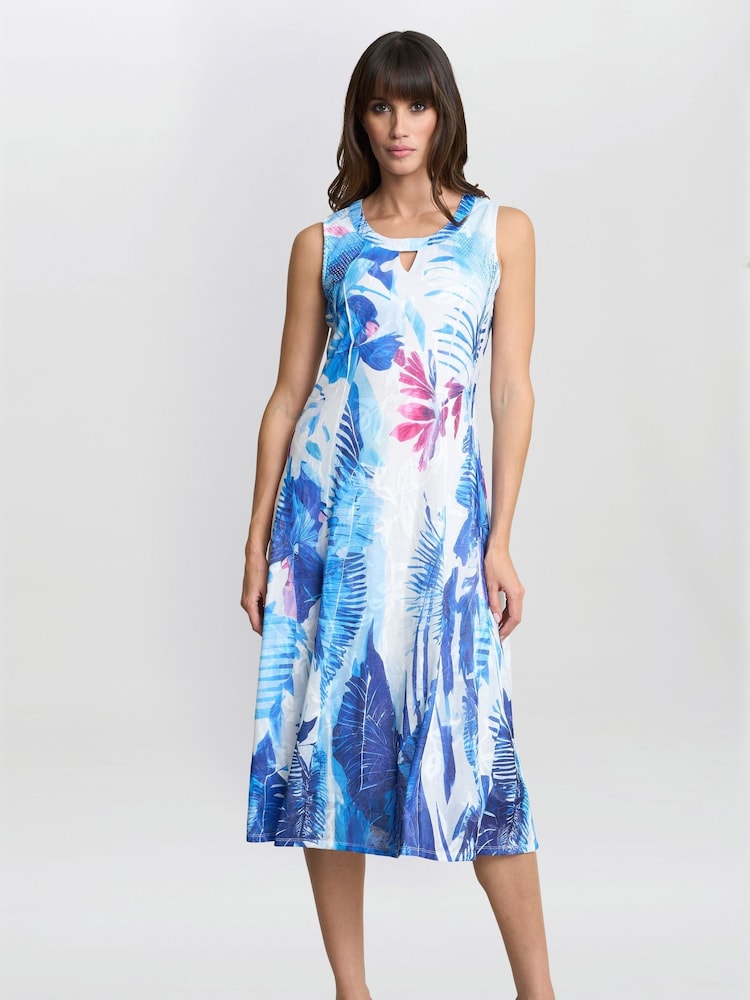 Gina Bacconi Blue Camila Floral Print Dress - Imagen 1 de 5 Gina Bacconi Blue Camila Floral Print Dress - Imagen 1 de 5